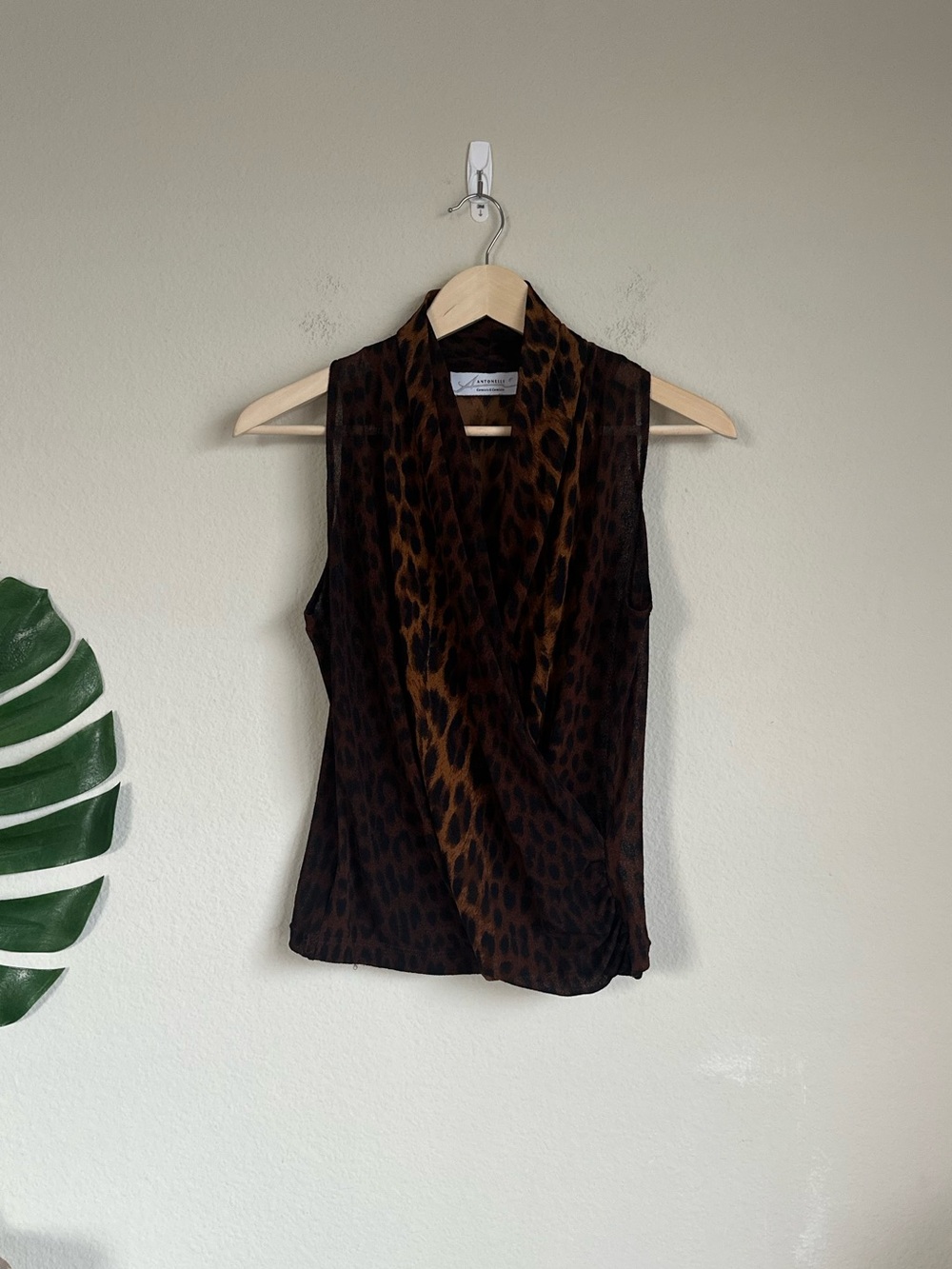 Vintage Antonelli Leopard Cheetah Wrap Mesh Tank
